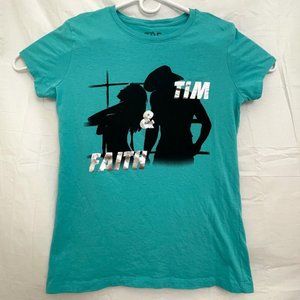 Tim McGraw & Faith Hill Shadows Band Tour Tee Women XL Aqua Blue